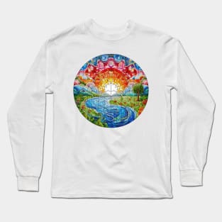 Mosaic puzzle landscap - mandala pattern Long Sleeve T-Shirt